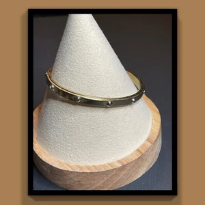 Michael Kors Gold-tone Stainless Steel Stud Mini Open Cuff Bracelet - Picture 1 of 5