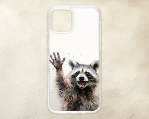 Watercolour Cute Cheeky Raccoon Funny Phone Case iPhone Samsung Motorola Pixel - Picture 1 of 1