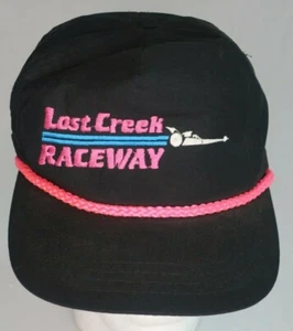 VTG Last Creek Raceway Hot Pink Black Racing Flags Driving Snap back Hat Cap - Picture 1 of 9