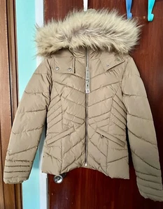 WOMENS QUILTED COAT PUFFER PADDED HOODED JACKET Size Xs 8-10 - Picture 1 of 4