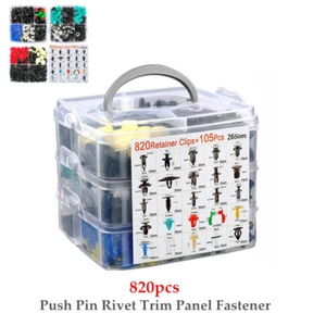 820PCS Car Body Push Pin Rivet Trim Panel Fastener Clip Moulding Box Universal - Bild 1 von 10