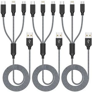 Cavo di carica 3-en-1 de 3 pacchetti con micro USB tipo C per telefoni cellulari - Foto 1 di 7