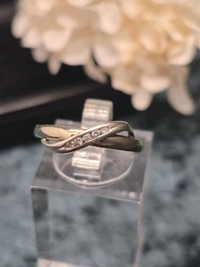 Halb-Ewigkeitsring 9 kt Gelb- und Weißgold Diamant. Größe L - Bild 1 von 11