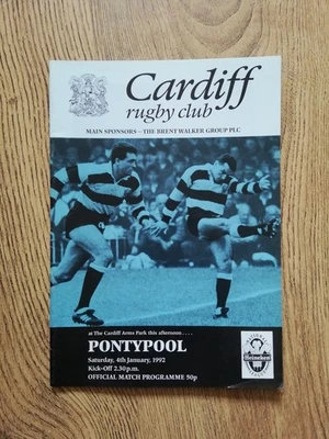 Cardiff v Pontypool Jan 1992 Rugby Programme - Image 1 of 2