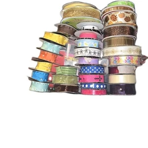 5/8" 7/8" 3/8" Ribbon Lot Great for Hair Bows Polyester Printed Fall Glitter Dot - Picture 1 of 5