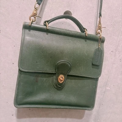 Bolso Willis Coach 9927 de Colección RARO Bolso de Cuero VERDE OLIVA Loden Foto 1 de 4
