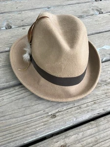 Calvin Klein Brown Tan Fedora Style Hat - 100% Wool - Picture 1 of 5