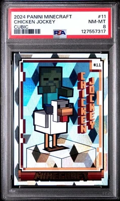 2024 Panini Minecraft — Chicken Jockey #11 Cubic Parallel PSA 8 (NM-MT) 🎮 - Image 1 of 2