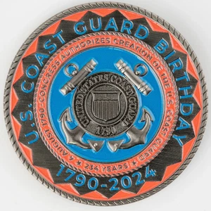 COAST GUARD 2024 BIRTHDAY 1.75" CHALLENGE COIN - Picture 1 of 2
