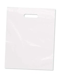 Clear Plastic Bag With Handles 12"x15" Clear Frosted Die Cut Plastic Bags - Picture 1 of 7