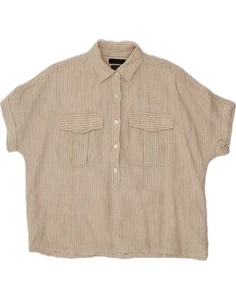 J. Camisa Pullover CREW Mujer Manga Corta US 2 XS Beige Rayas Algodón CS60 - Imagen 1 de 3