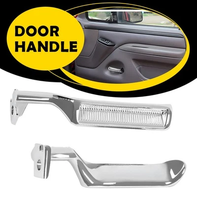 Par de manijas de puerta interiores cromadas Bronco Fit Ford F150 F250 F350 F53 F59 1987-99 Foto 1 de 4