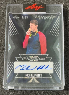 Tarjeta autógrafa Michael Phelps - Leaf Ultimate Sports Signature #2/25 - 2024 Foto 1 de 2