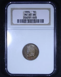 1894 Indian Head Cent - 1c NGC MS65 BN - Nice Coin! - Picture 1 of 4