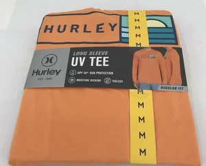 Hurley Men's Long Sleeve UV Tee Size Medium UPF 50+ Sun Protection Orange - Picture 1 of 10