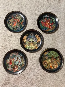 Limited Edition set of 5/12 PALEKH Russian Legends "Fairy Tale” Collector Plates - Picture 1 of 3
