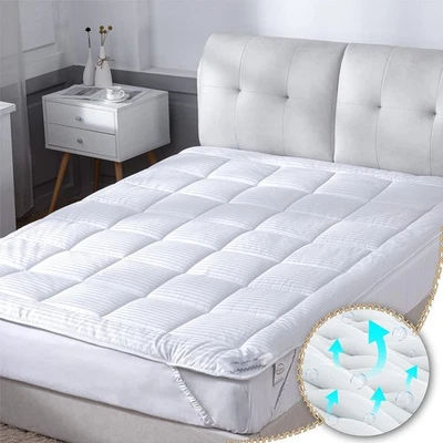 King Mattress Pad Topper with Soft Cotton Cover, Cooling King, White  - Image 1 of 4
