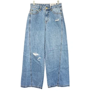 Jean femme Future Collective jambes larges taille 4 taille haute bleu coton - Photo 1/7