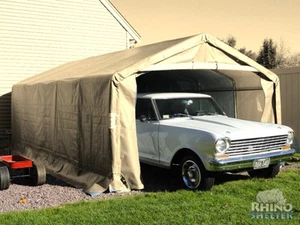 Rhino Shelter Instant Garage House Style UV Treatment Cover, Tan 12'Wx20'Lx8'H - Picture 1 of 2
