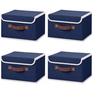 4PCS Storage Bins with Lid PU Leather Handles Storage Boxes PP Plastic Board ... - Picture 1 of 7