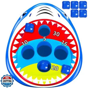 Inflatable Pool Toys Shark Cornhole Game Set with Upgraded 5 Holes and 5 Bean - Picture 1 of 5
