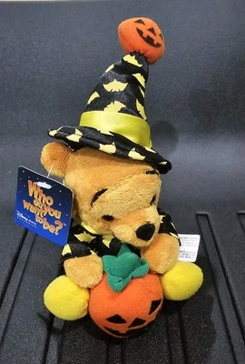 Winnie The Pooh Halloween Witch Pumpkin 7" Bean Bag Mini Plush Disney Store Rare - Image 1 of 4