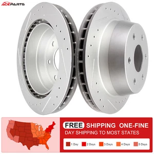 FOR CHEVROLET  GMC SIERRA CADILLAC ESCALADE REAR SLOTTED BRAKE ROTORS - Picture 1 of 6