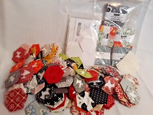 Large Lot of Hexagon quilt pieces and 5 Moda Fabric Mini Charm packs BG/3 sister - Picture 1 of 9