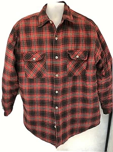 Vintage Ozark Trail Quilted Red 2XL Lined Plaid Flannel Shirt Jacket - Picture 1 of 6