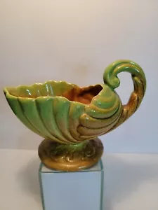 Royal Haeger Muschelform Pflanzgefäß grün braun glasur - Bild 1 von 10