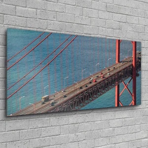 Glasbilder Wandbild Deko Bild XL Wand Kunst 120x60 Rote Brücke in Lissabon - Bild 1 von 7