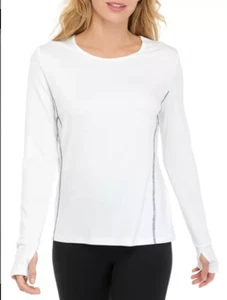 Zelos Seamed Long Sleeve Shirt-Small-White-Activewear-Thumb Hole-Contrast Stitch - Picture 1 of 9