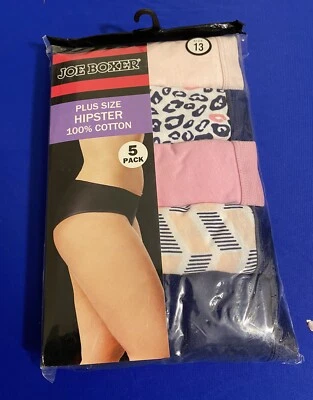 Joe Boxer 5 件装 Hipster 内裤内衣女式大码 13 码全新 — 第 1/2 张图片