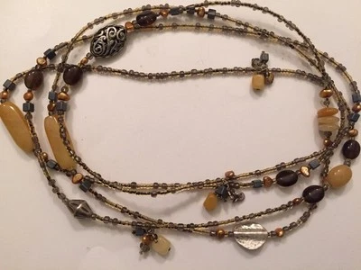 Collar BoHo Silpada Serpentina Bronce Perla Plata Esterlina Cuentas Retirado N1928 Foto 1 de 4