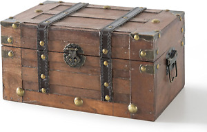SLPR Alexander Small Wooden Storage Chest Trunk | Decorative Wood Box with Lid |
