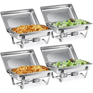 WILPREP 4 Pack Chafer Chafing Dish Set Stainless Steel Bain Marie Food Warmer 9L - Picture 1 of 7