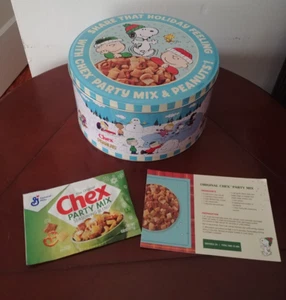 Peanuts Holiday Snoopy Charlie Brown Linus Chex Party Mix Tin Seasoning Recipe - Picture 1 of 23