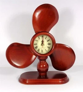NAUTICAL WOOD SHIPS BOAT PROPELLER CLOCK SAILING BOATING MARITIME DESK ARTWORK - Picture 1 of 6
