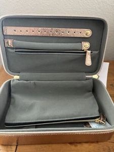 Nordstrom Gold Travel Jewelry Box Case Organizer Two Way Zip 2”x 4.5” x8” - Picture 1 of 6