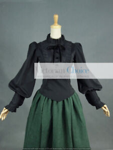 Black Victorian Gothic Women Vintage Blouse Shirt Steampunk Cosplay Top B018