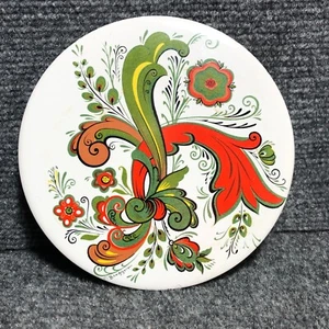 Berggren Trayner Design #99 Trivet  Rosemaling 6" Round Vintage Tile - Picture 1 of 7