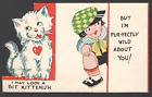 Carte de Saint-Valentin vintage 1934 JE PEUX REGARDER UN PEU CHATON MAIS JE SUIS PUREMENT SAUVAGE