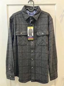 Chaps by Ralph Lauren Men's Knit Flannel Shirt, Black, Plaid, Small, NWT - Picture 1 of 3