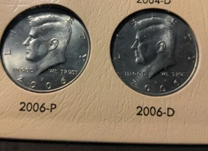 2006 P and 2006 D Kennedy half dollar BU UNCIRCULATED FROM ROLL (2 COINS) - Picture 1 of 2