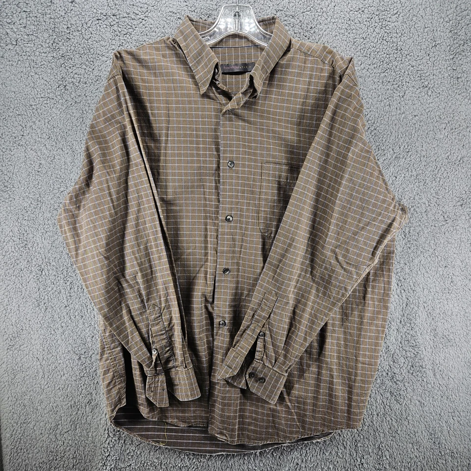 Camisa Roberto Villini Studio Manga Larga Botón Para Hombre Talla XL Marrón A Cuadros De Colección Foto 1 de 4