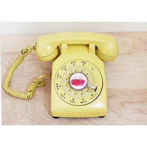 Telefono giallo western elettrico quadrante rotante/anni 60 MCM telefono vintage quadrante - Foto 1 di 10