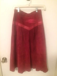 Leonardo Wine Seude Skirt Sz 8 - Picture 1 of 4