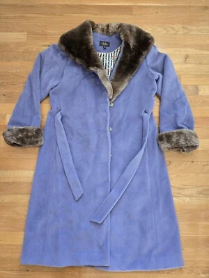 Abrigo Largo Cole Haan Angora Pelo de Conejo y Lana Periwinkle Púrpura Talla 16 Foto 1 de 4