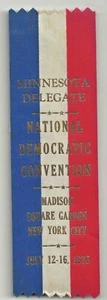 1976 MINNESOTA DELEGATE Nat'l Democratic Convention Ribbon Madison Sq Garden NYC - Bild 1 von 2