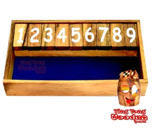 Klappenspiel Shut the Box 9 small blau Ting Tong Würfelspiel X Spieler Klapp Box - Bild 1 von 5
